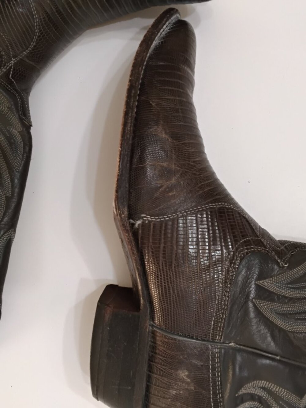 Vintage Justin Boots Men's 8D Brown Lizard Cowboy Boots R925 USA - Picture 11 of 12